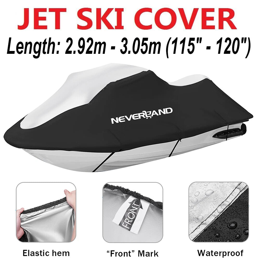 Trailerable Jet Ski Cover for Up to 120" Trailer (Waterproof, Heavy Duty)