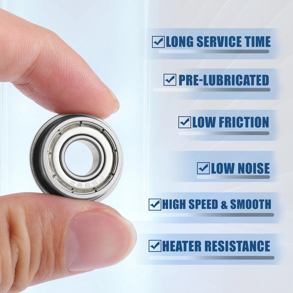 Set of 10 F698ZZ Flanged Bearings for Various Applications 