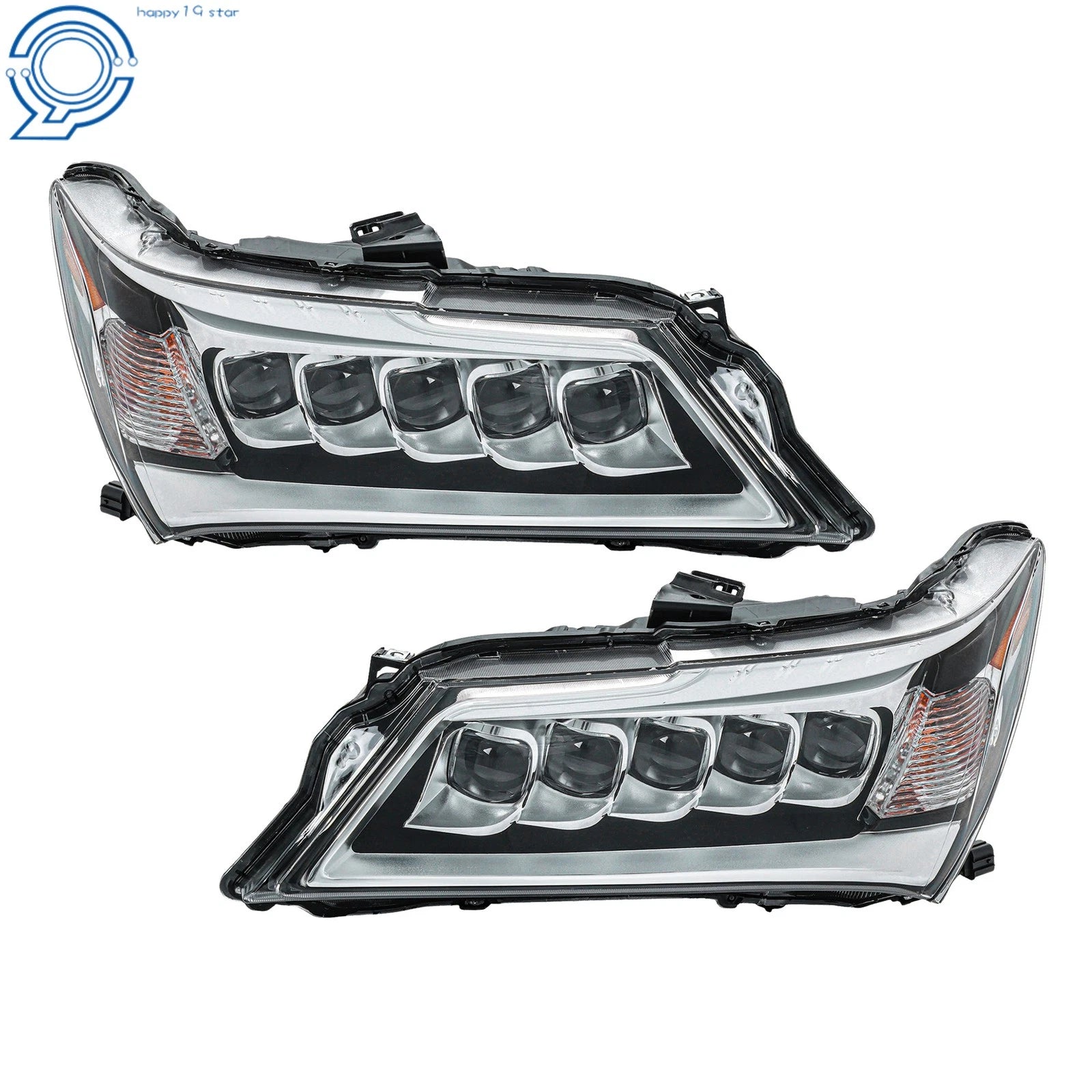Set of 2 LED Chrome Headlights for Acura MDX (2014–2016)