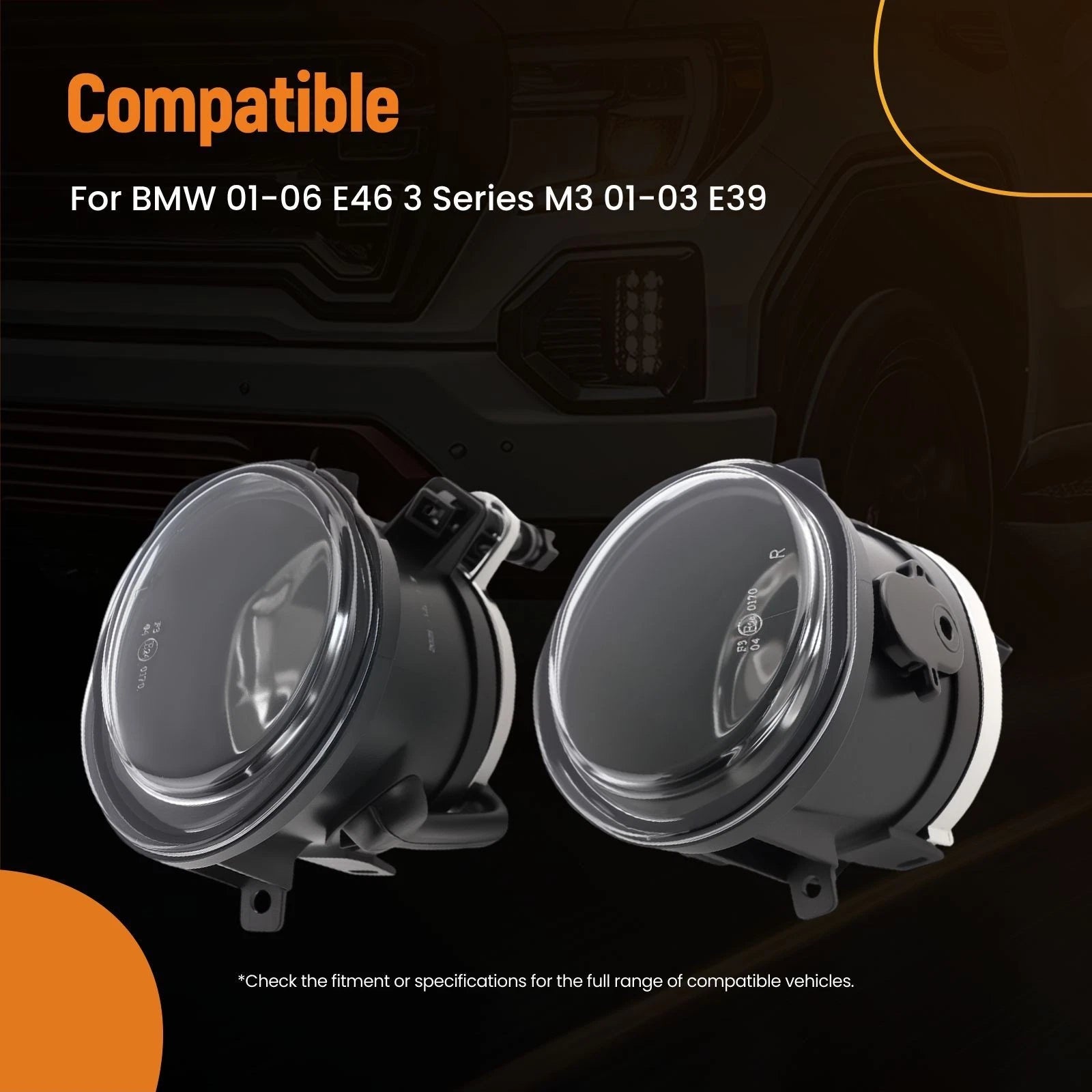 Clear Lens Fog Lights for BMW E46 3 Series (2001–2006) & E39 (2001–2003)