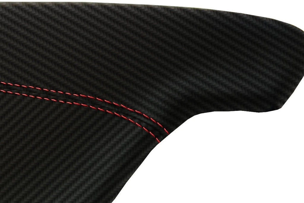 Console Armrest Cover for Honda Accord (2013–2017) PVC Carbon Fiber Black Red Stitch