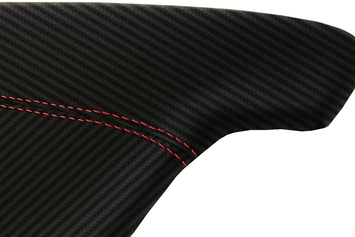 Console Armrest Cover for Honda Accord (2013–2017) PVC Carbon Fiber Black Red Stitch