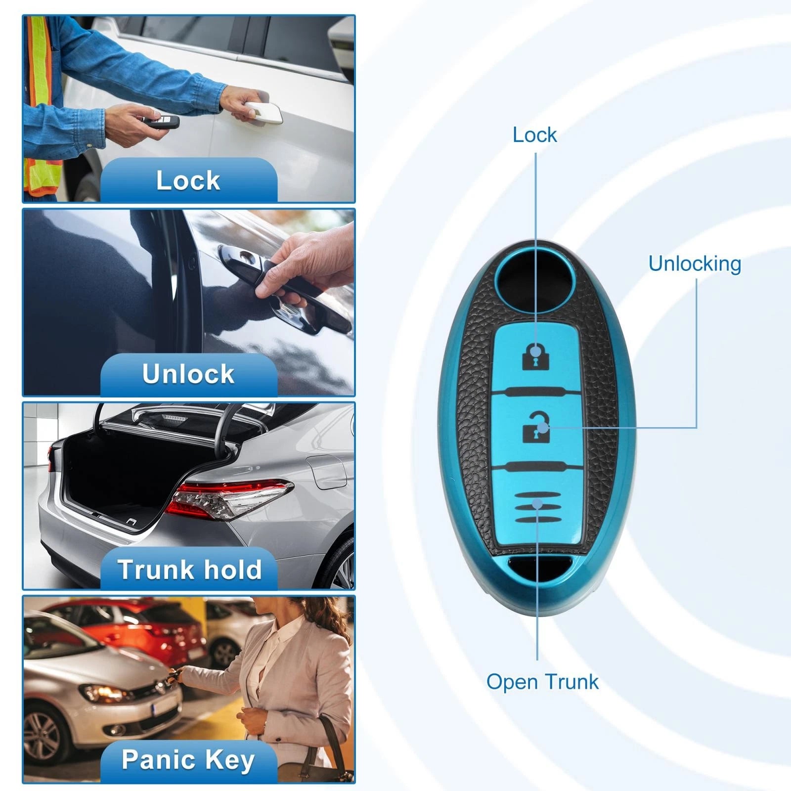 Silicone Key Fob Case Cover for Nissan Sentra (1986–1987) Blue 746453218219