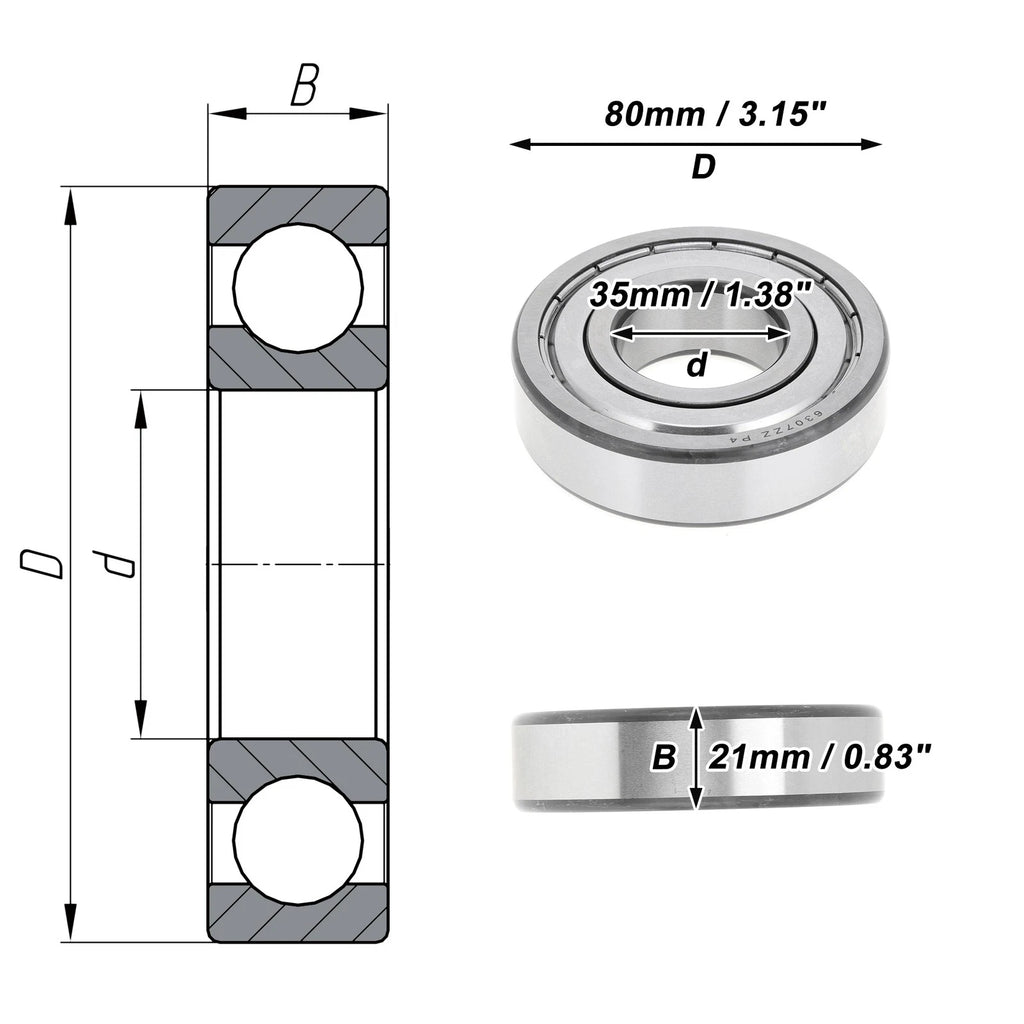 6307ZZ Deep Groove Ball Bearing P4 for Scooter Skateboard Wheel (1 Pc)