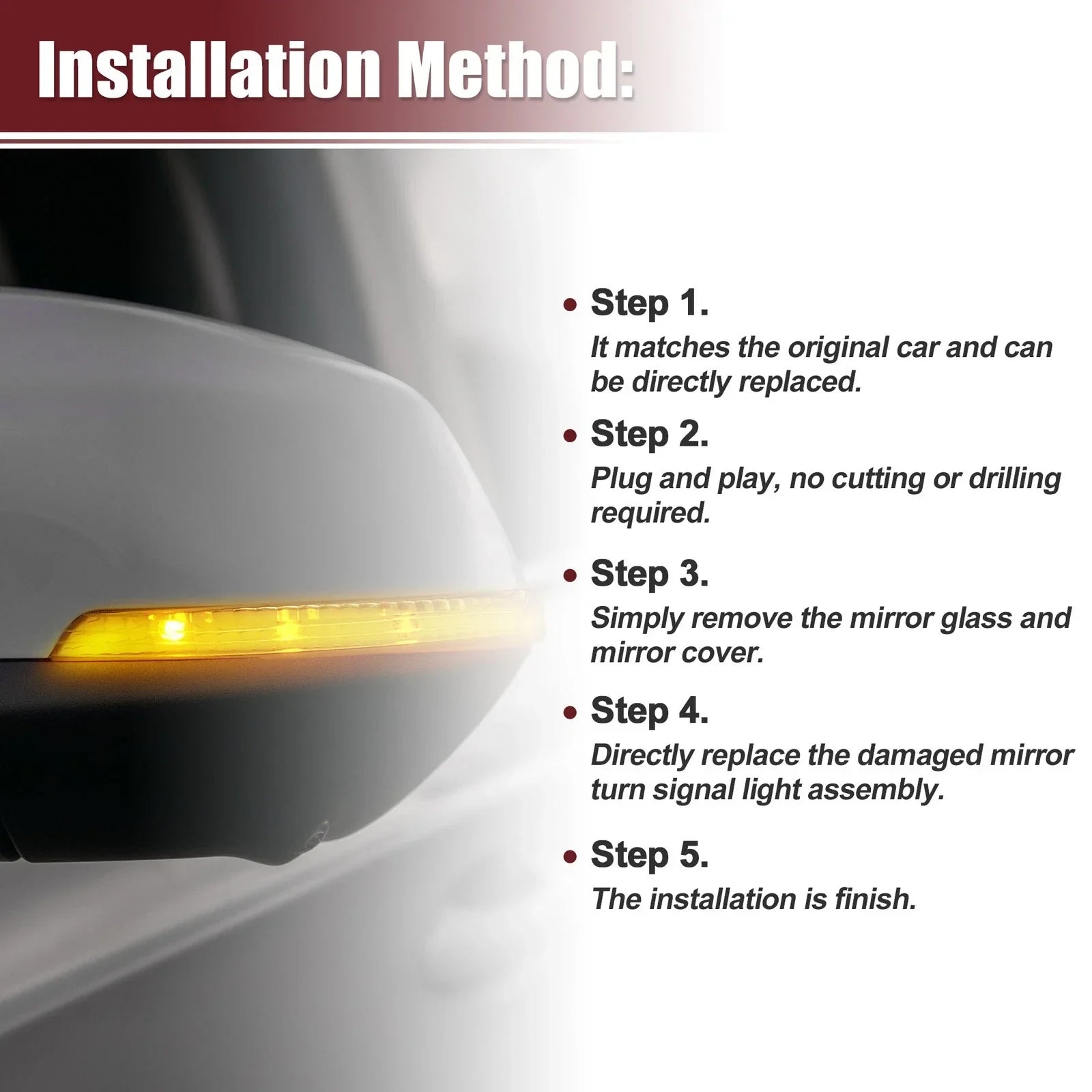 LED Right Side Mirror Turn Signal Light for Chrysler Dodge (2011-2019)