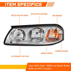 LED DRL Chrome Housing Headlight Replacement for Chevy Impala (2000–2005)
