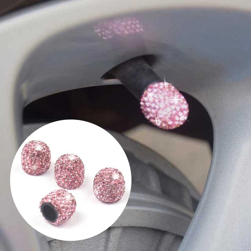 Air Valve Cap Set of 4 for Universal Vehicles (Anti-rust, Dust-Proof, Pink)