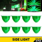 8X Green LED Watermelon Marker Lights with Strobe for Truck Trailer
