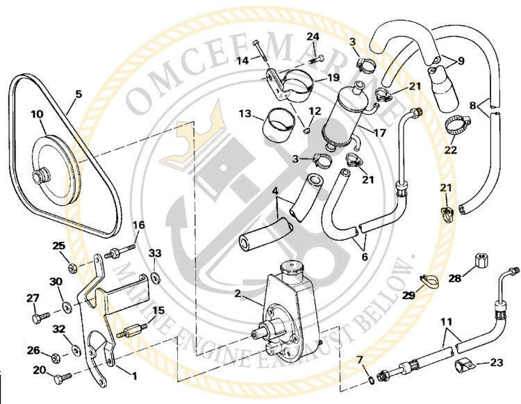 Power Steering Pump Pulley for OMC Sterndrive (# 0983839, 0983734, 0909981, 3853804)