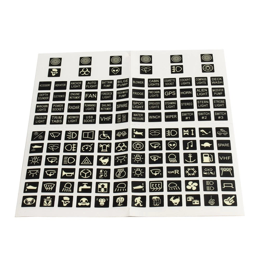 132pcs Switch Sticker Labels Decal for Car Marine Accessory Parts