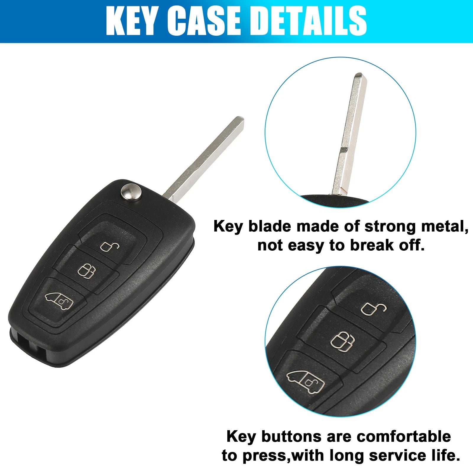 Key Fob Case Shell for Ford Transit, Transit Custom (2014–2023)