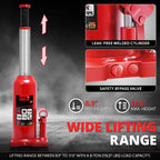17.3" Red Manual Hydraulic Bottle Jack for Automotive Repair (8 Tons)