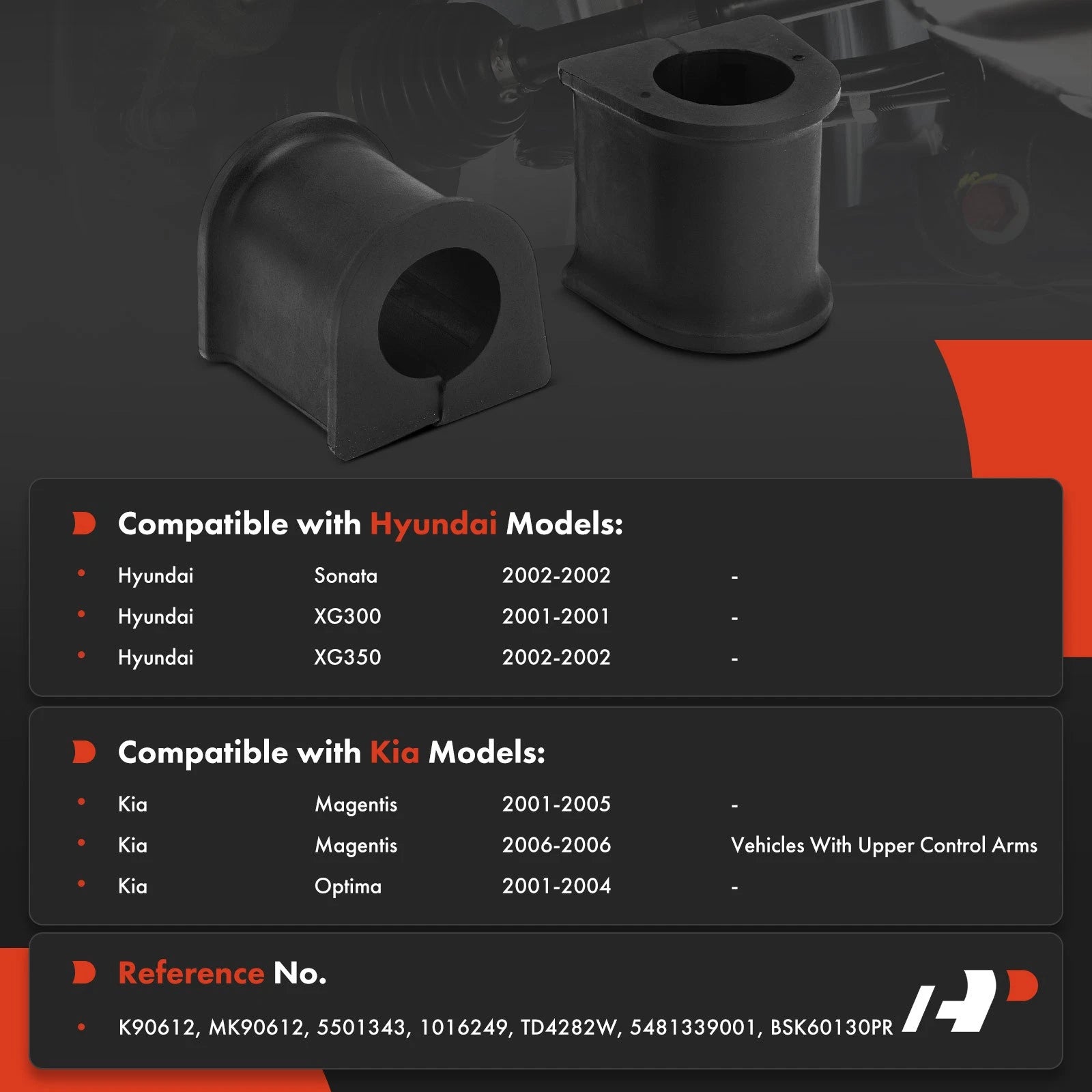 2X Front Sway Bar Bushing for Hyundai Sonata (2002) Kia Optima (2002)