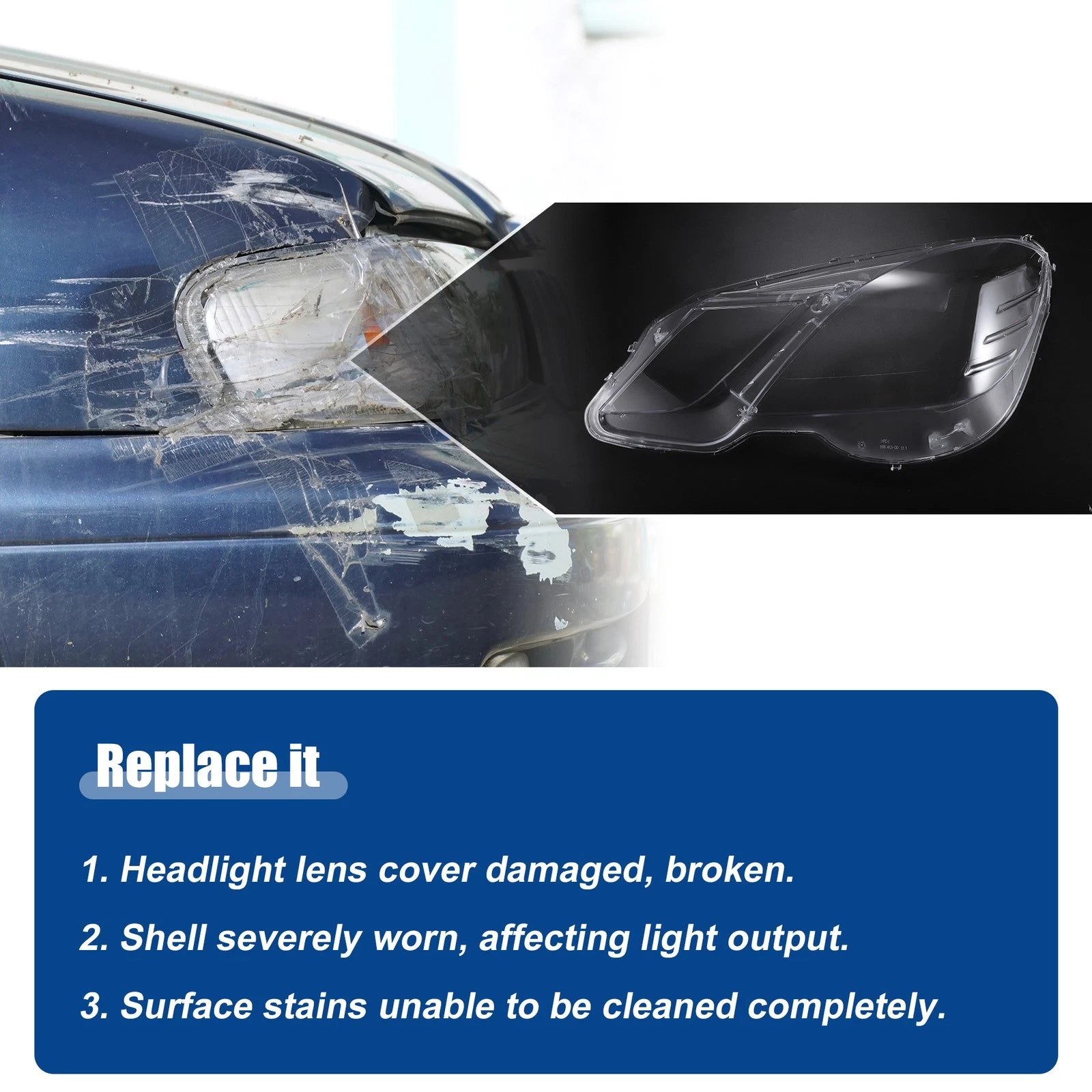 Pair Clear Lens Covers for Mercedes Benz E Class (2010–2016) No.A2128209561