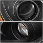 Pair of Projector Headlight Lamps for Elantra (2017–2018) - Black/Amber