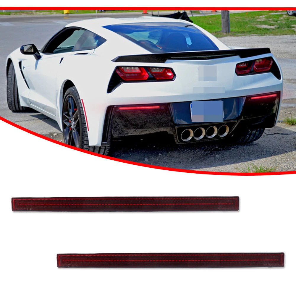 2X Red LED Rear Bumper Reflector Tail Lights for Chevy Corvette C7 (2014–2019)