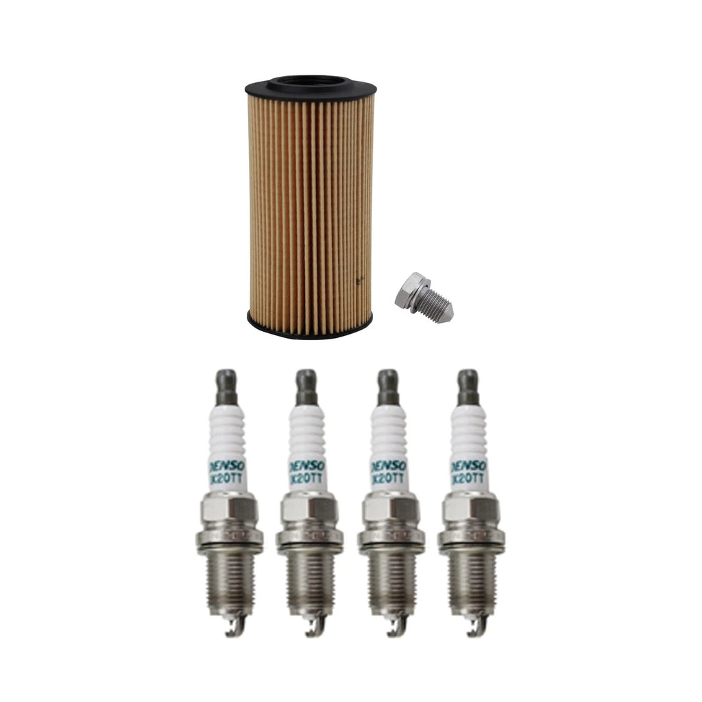 Wix Engine Oil Filter & Denso 4 Spark Plugs for Audi A4 Quattro (2002–2008)