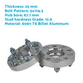 2X 25mm Wheel Spacers 5x114.3 12x1.25 CB=67.1mm for Nissan R32 R33 (1989–1998)