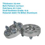 2X 25mm Wheel Spacers 5x114.3 12x1.25 CB=67.1mm for Nissan R32 R33 (1989–1998)