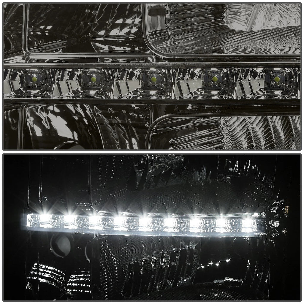 LED DRL Smoked Housing Amber Side Headlights for GMC Sierra (2007–2014)