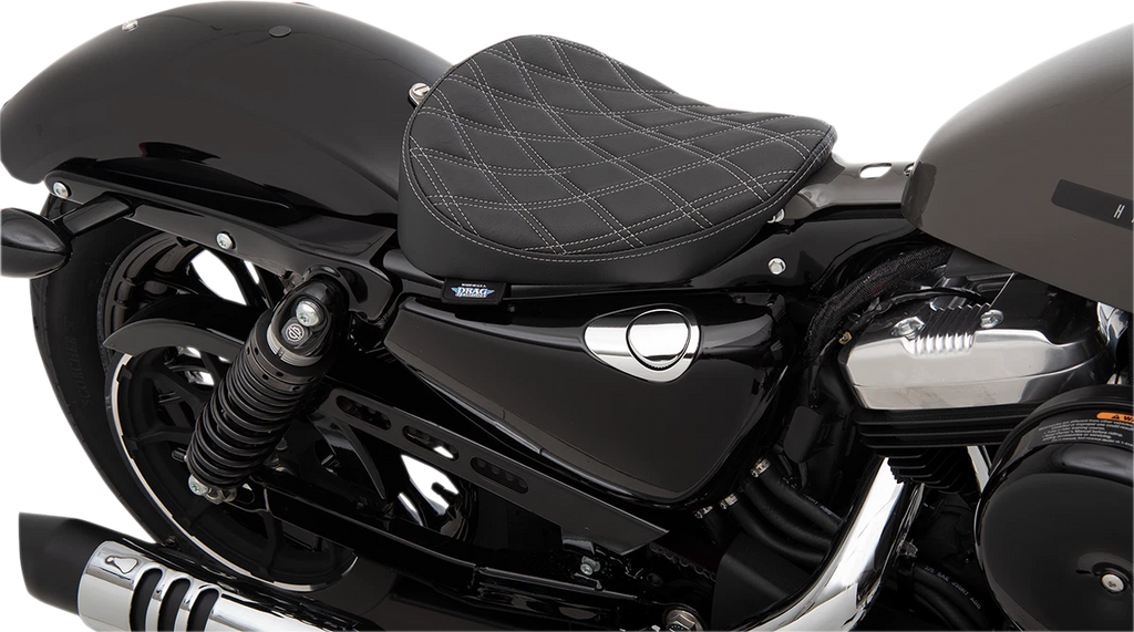 Bobber Solo Seat for Harley Sportster XL (Double Diamond, Silver Stitch)