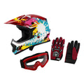 Youth Full Face Motocross Helmet for Kids (S/M/L/XL) with Goggles & Gloves