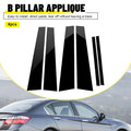 6X Black Window Pillar Post Covers Trim for Honda Accord 4DR (2008–2012)