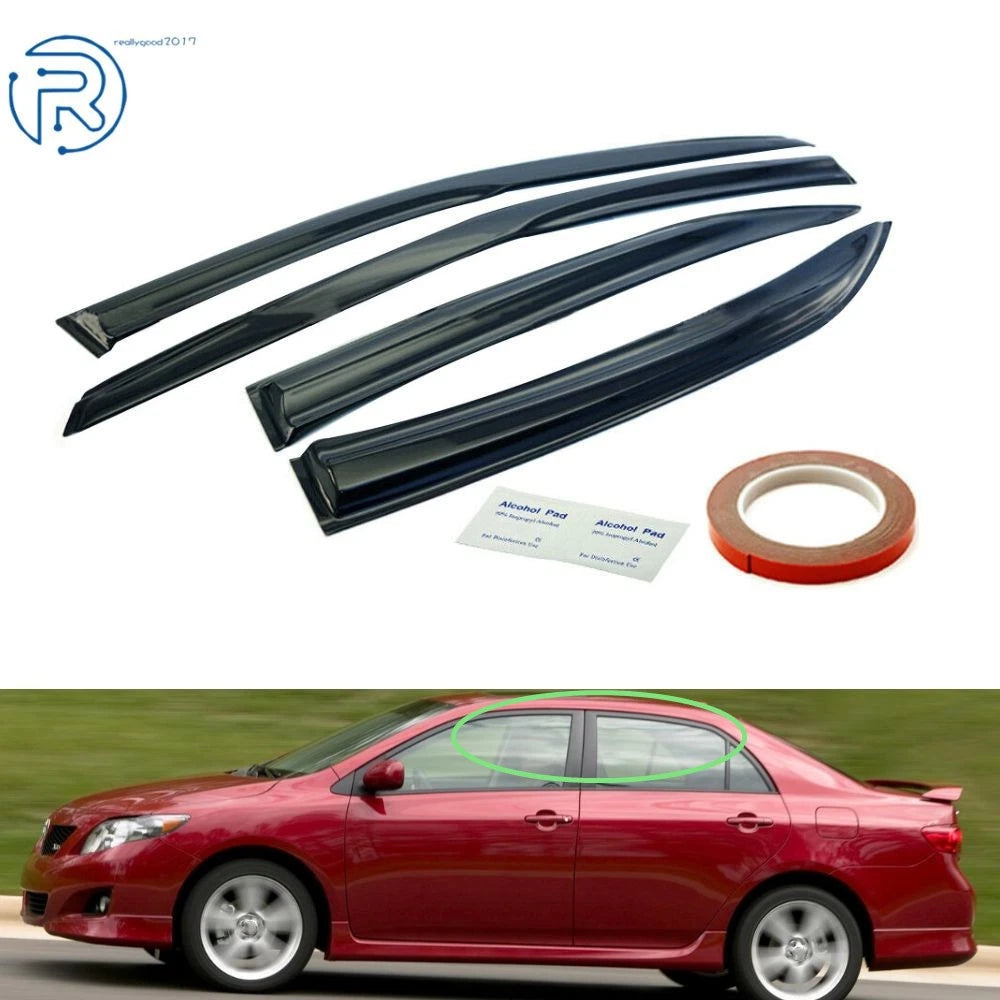 Set of 4 Black Window Vent Visors for Toyota Corolla (2009–2013)
