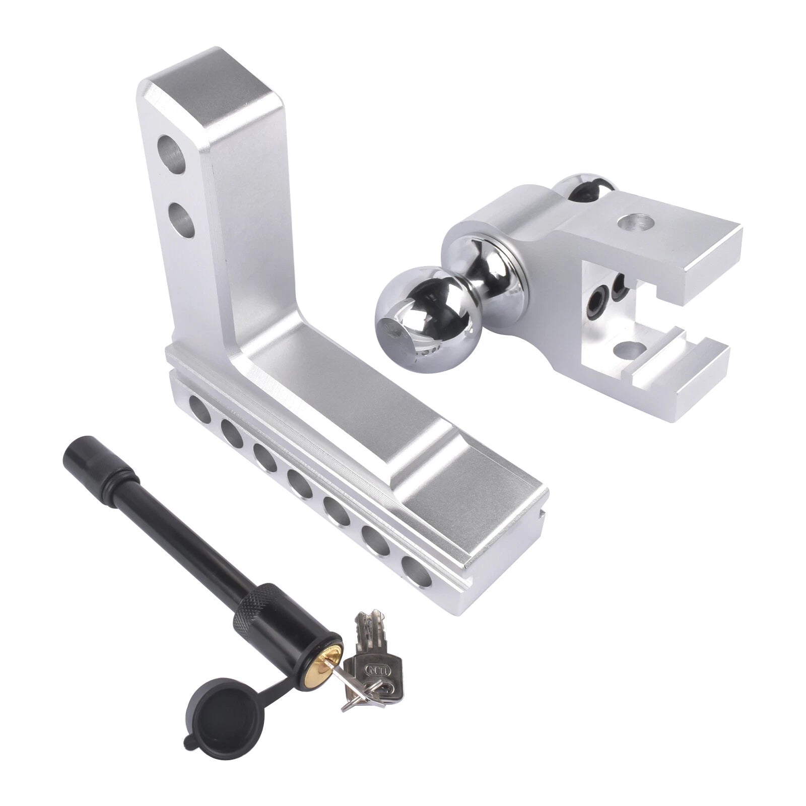 Adjustable Aluminum Trailer Hitch Set for 2" Receiver (6-Inch Drop)