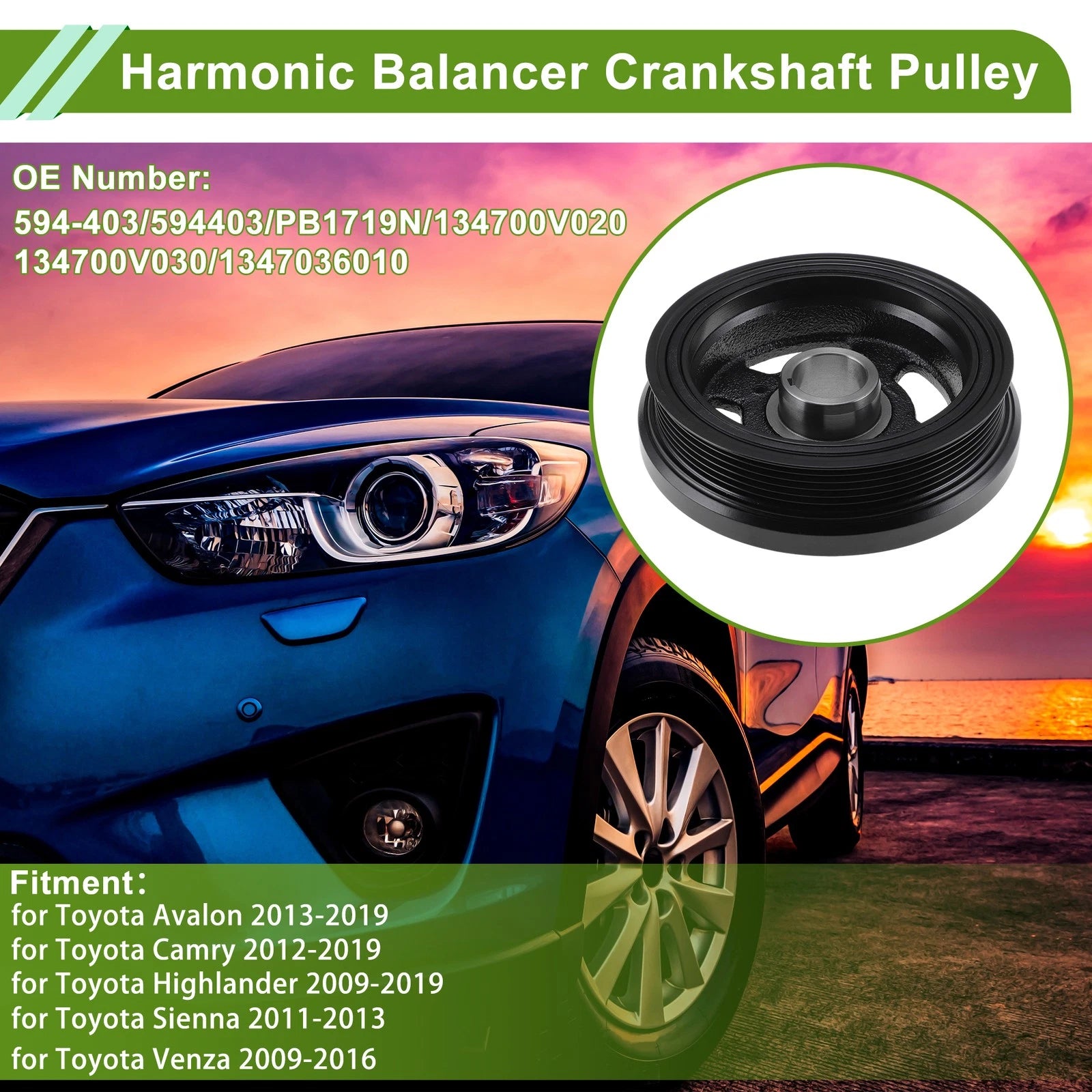 Engine Harmonic Balancer Crank Pulley for Toyota Avalon (1995–2000) 594-403 Steel Black