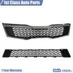 Set of 2 Front Grilles for Kia Optima (2011-2013) Black with Chrome