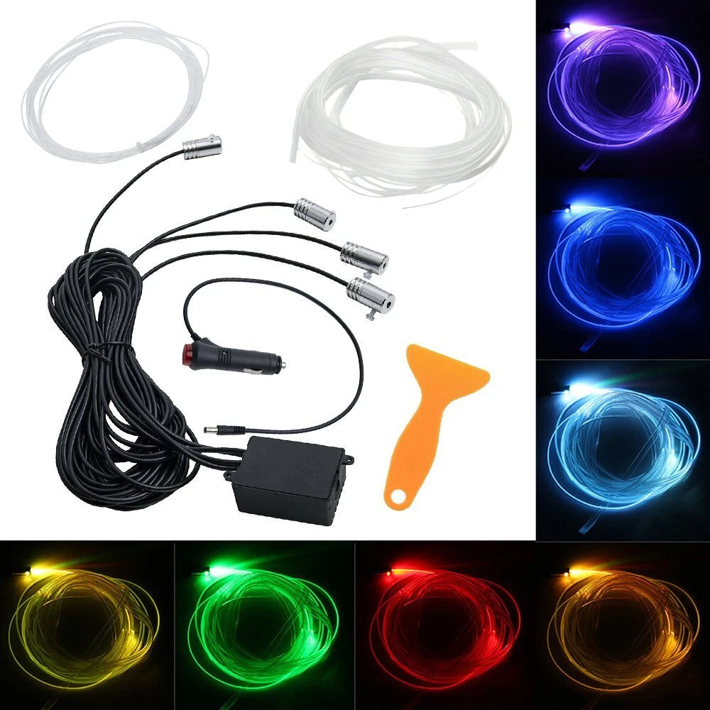 19.6ft RGB LED Fiber Optic Neon Strip Lights for Car Interior