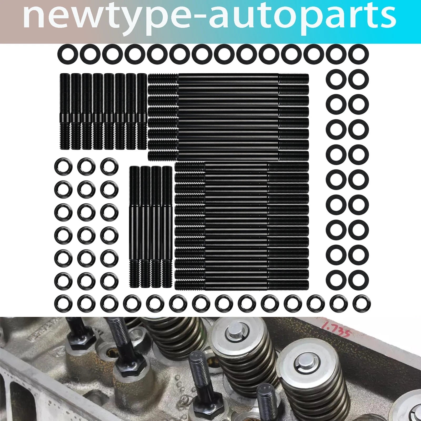 Cylinder Head Stud Hex Nut Kit for Chevy Big Block BBC 396-454 (1966–2000)