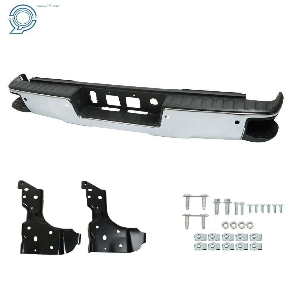 Steel Chrome Rear Bumper Assembly for Chevy Silverado/GMC Sierra 1500 (2014–2018)