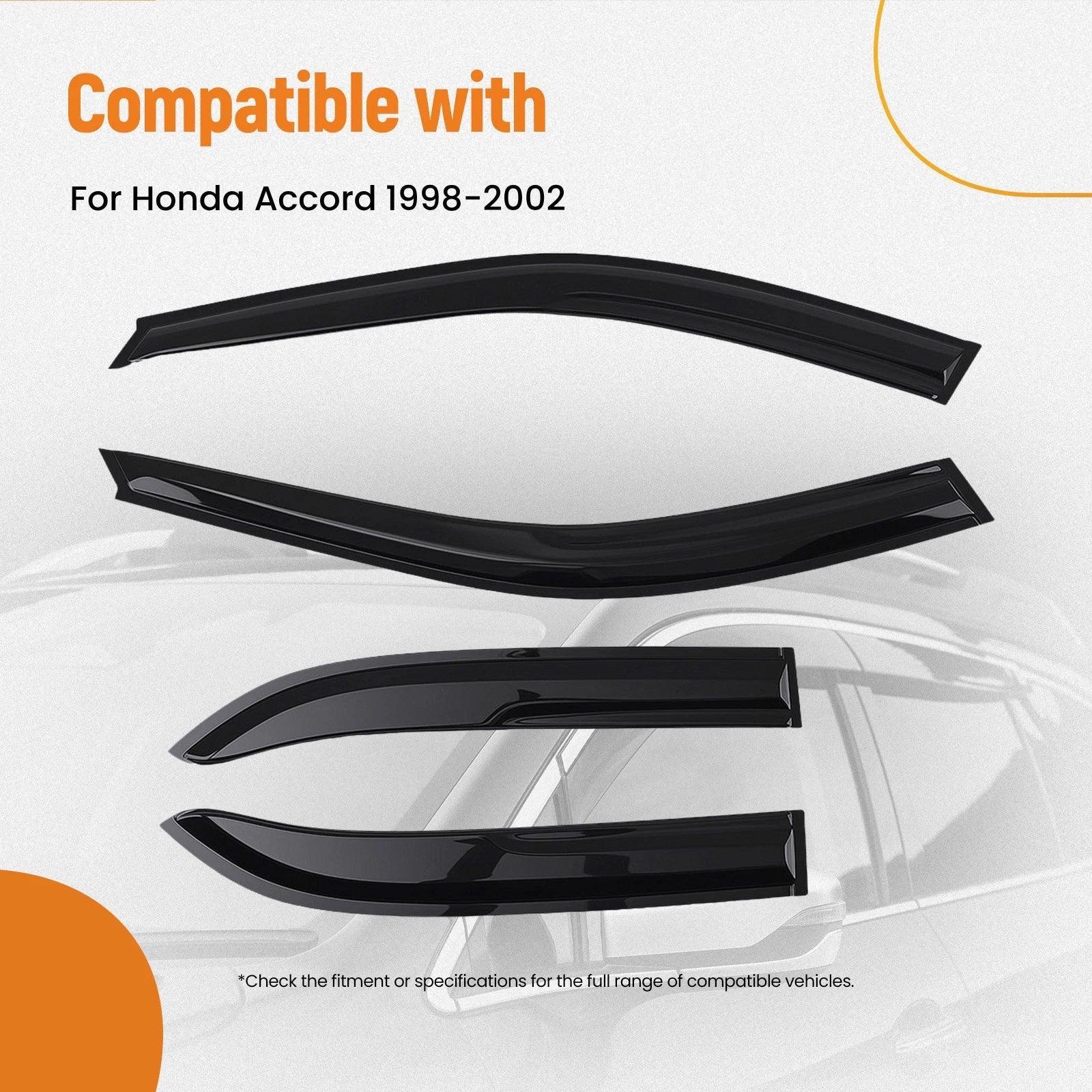 Set of 4 Window Visor Vent Rain Guards for Honda Accord (1998–2002)