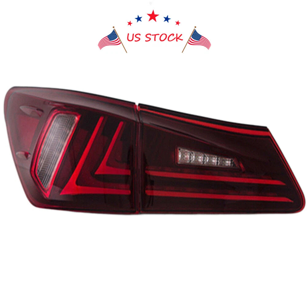 Red LED Tail Lights Pair for Lexus IS350 IS F IS250 (2006–2012)