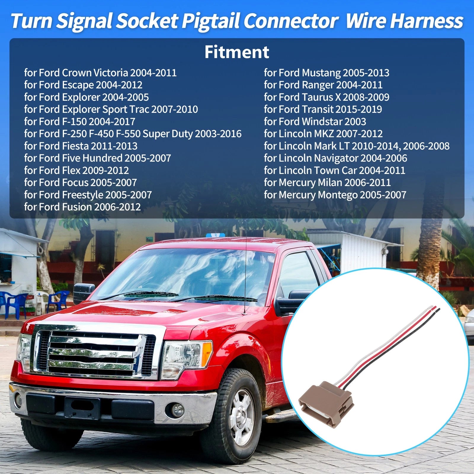 Turn Signal Socket Pigtail Connector Wire Harness for Ford F-150 (2015–2020)