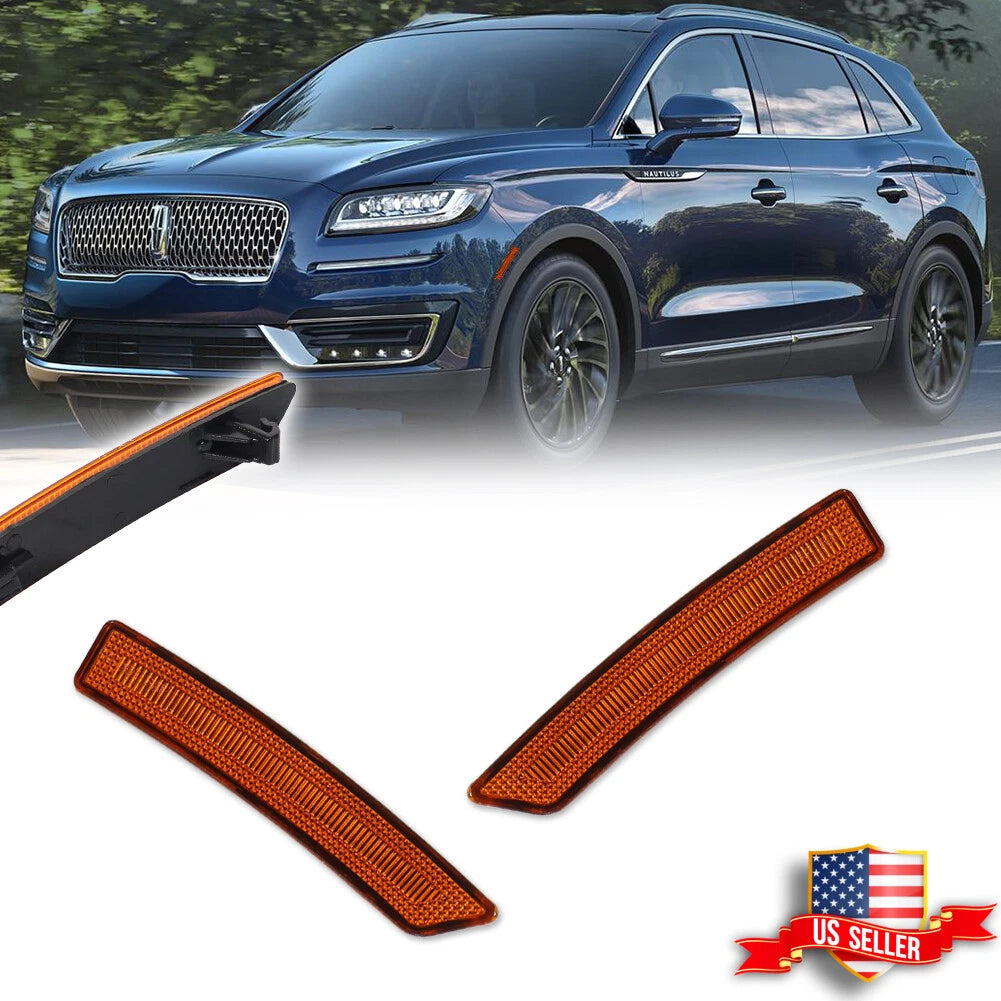 Amber Lens Front Fender Side Marker Reflector Lights for Lincoln Nautilus (2019–2022)