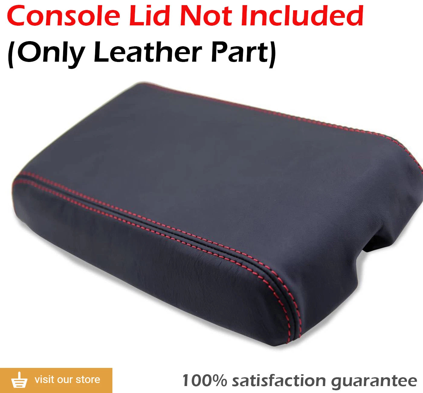 Leather Synthetic Console Center Armrest Cover for Camaro (1982–1992) Red Stitch