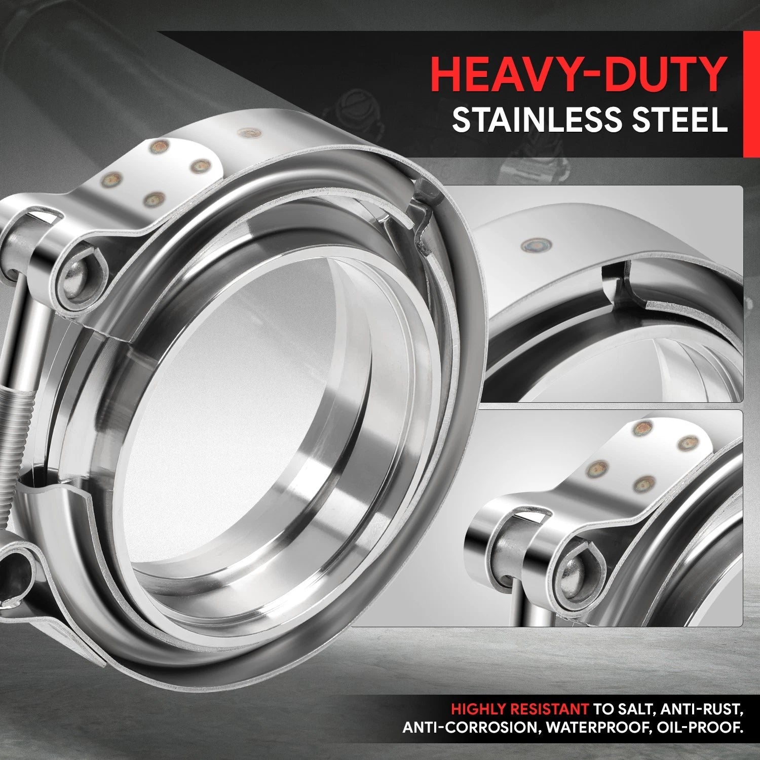 Set of 2 V-Band Turbo Clamps & Flanges for Universal Applications (304 SS)