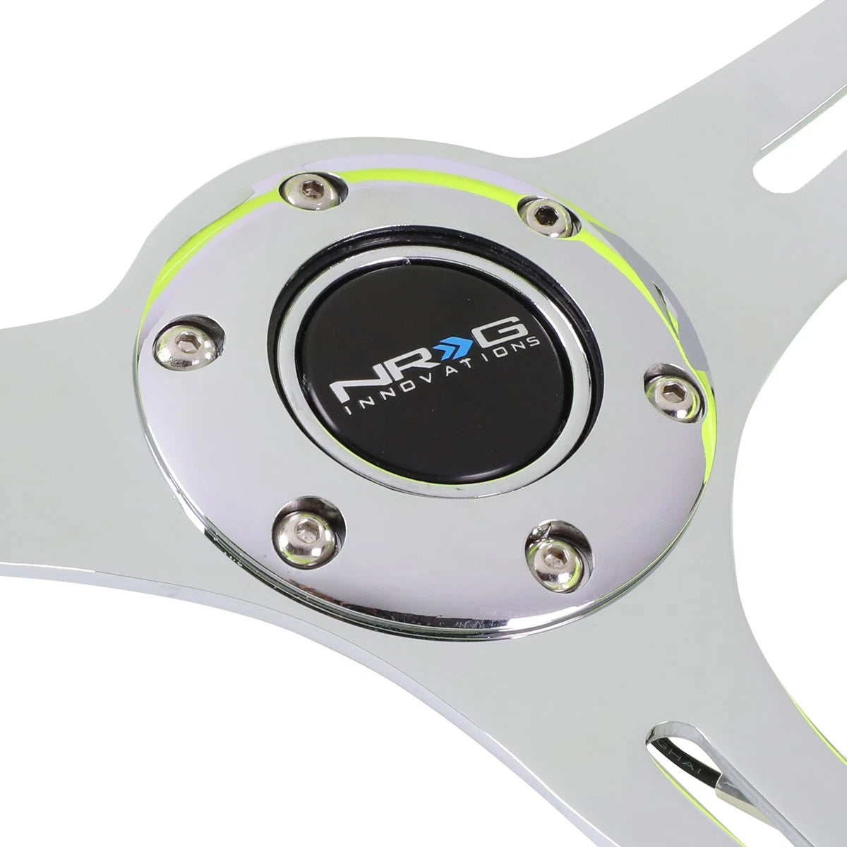 NRG 35cm Neon Yellow Wood Grain Grip Steering Wheel for Universal (2010–2023)