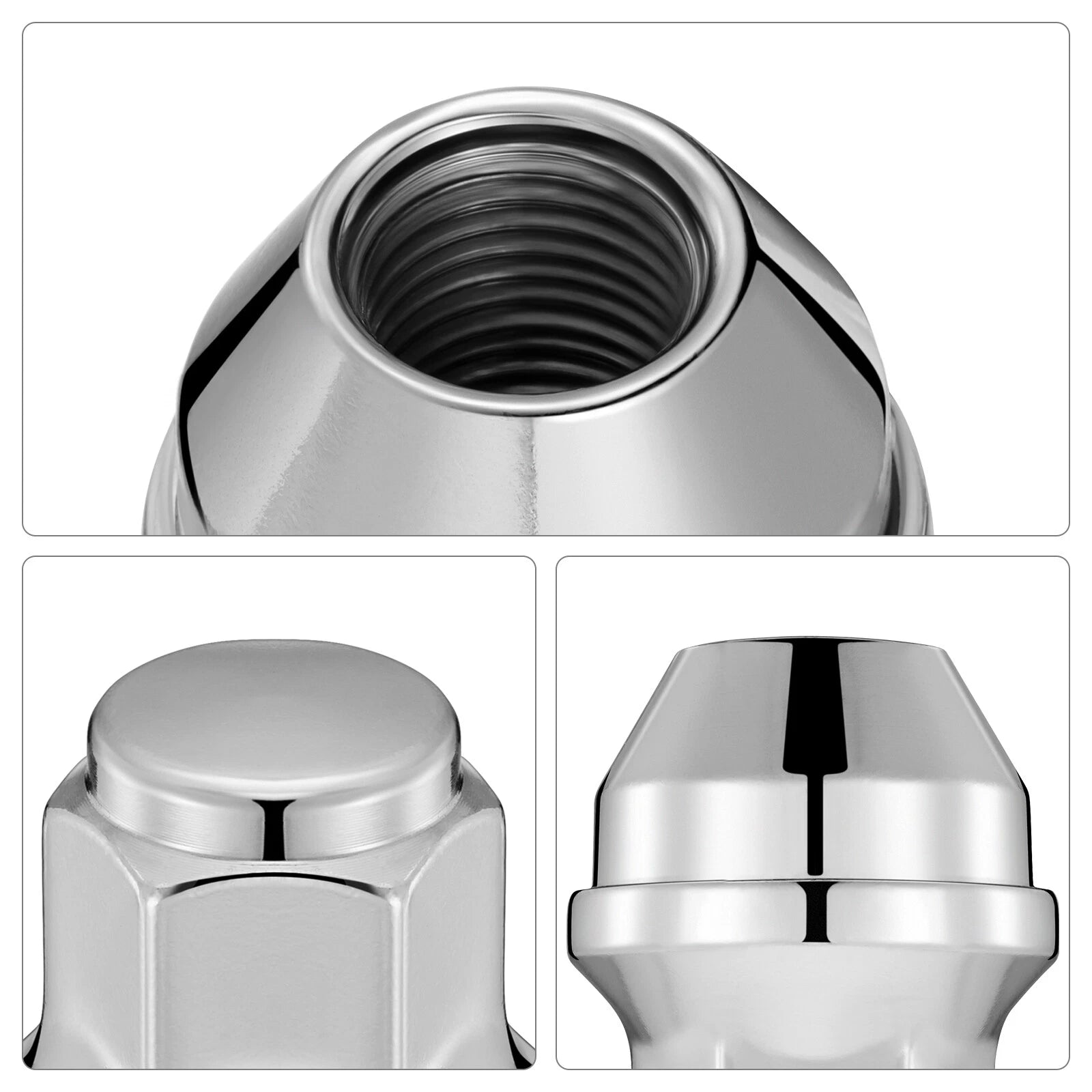 Solid Lug Nuts for Ford F-150 (2015-2020) 14x1.5 Chrome Replacement