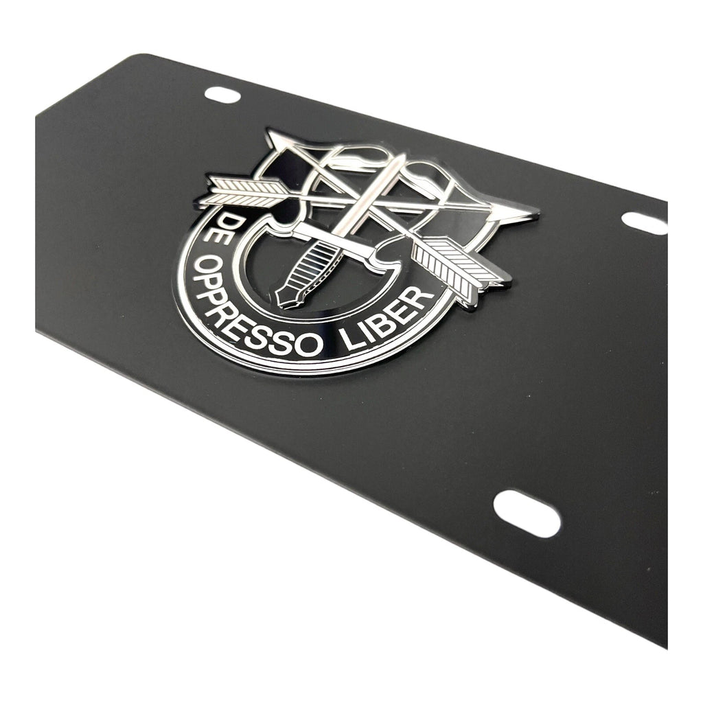 US Army Special Forces License Plate Frame Black Stainless for Universal