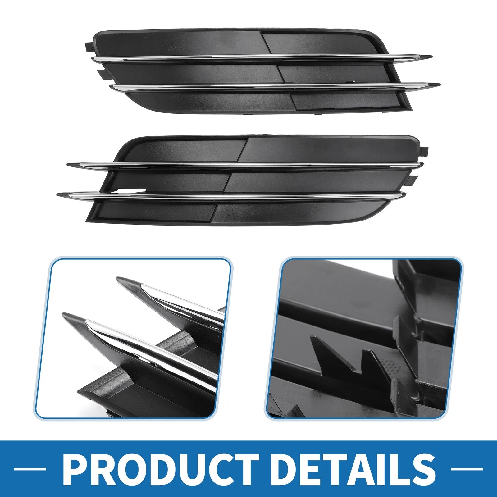 1 Pair Front Fog Light Grill for Audi A6 (2012–2015) No. 4G0807681/4G0807682