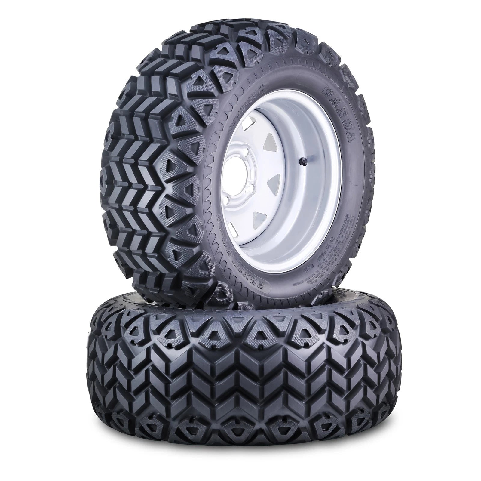 Set of 2 Golf Cart Tire Assembly 23X10.5-12 on 4x4" ET-25.4 Silver Wheel 14034