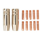 2 Shroud & 10 MB15 Welding Contact Tips for MIG Welder Torch (0.8mm)