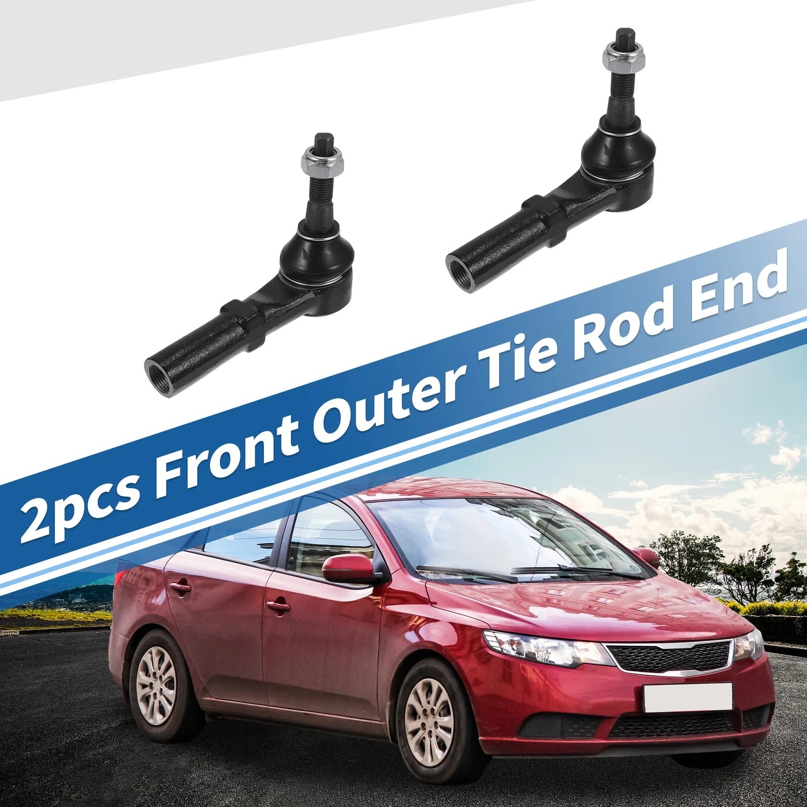 2X Front Outer Tie Rod End Links for Dodge Ram 1500, 2500 
