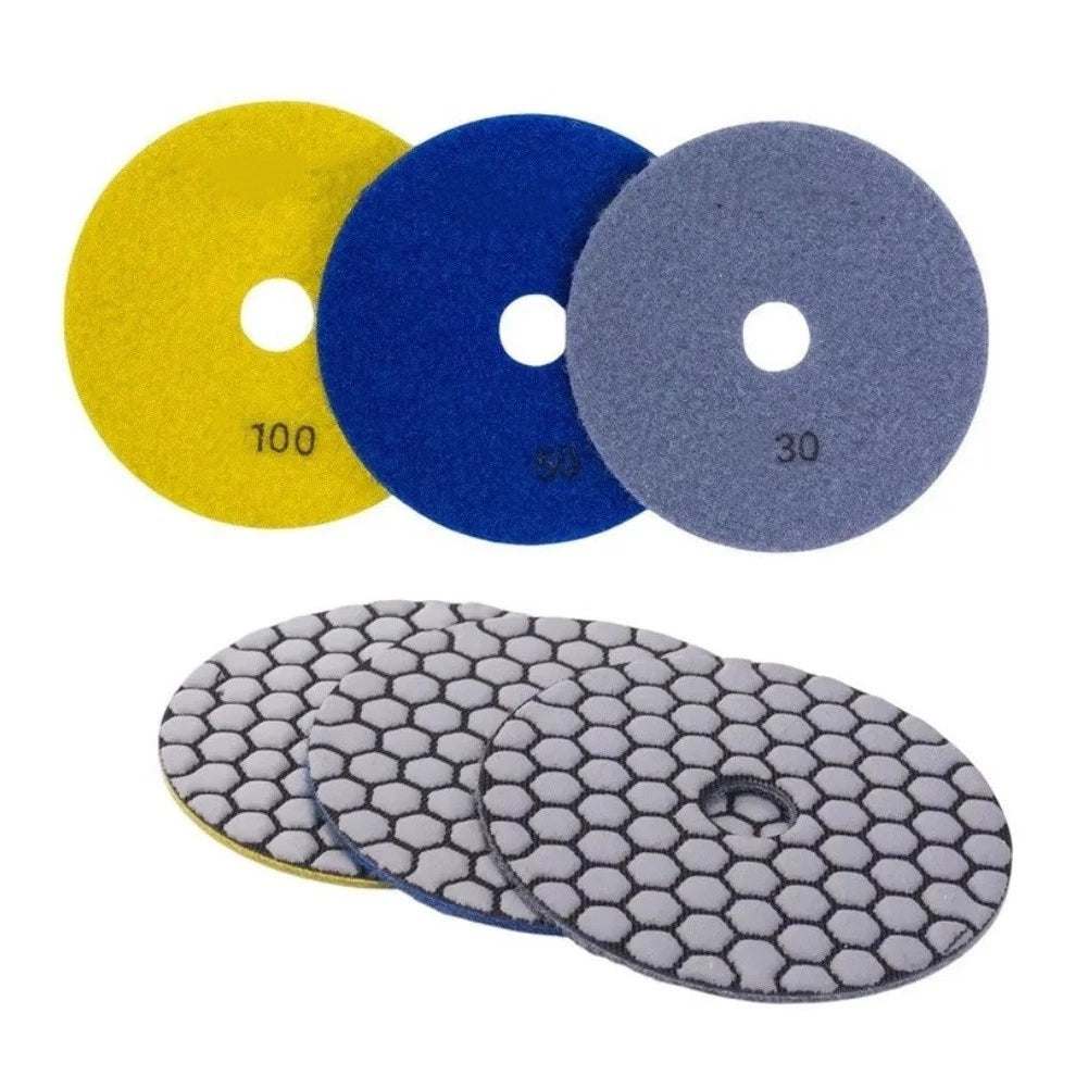 3pcs 4-Inch Polishing Pads for Granite Marble Quartzite (Dry Use)