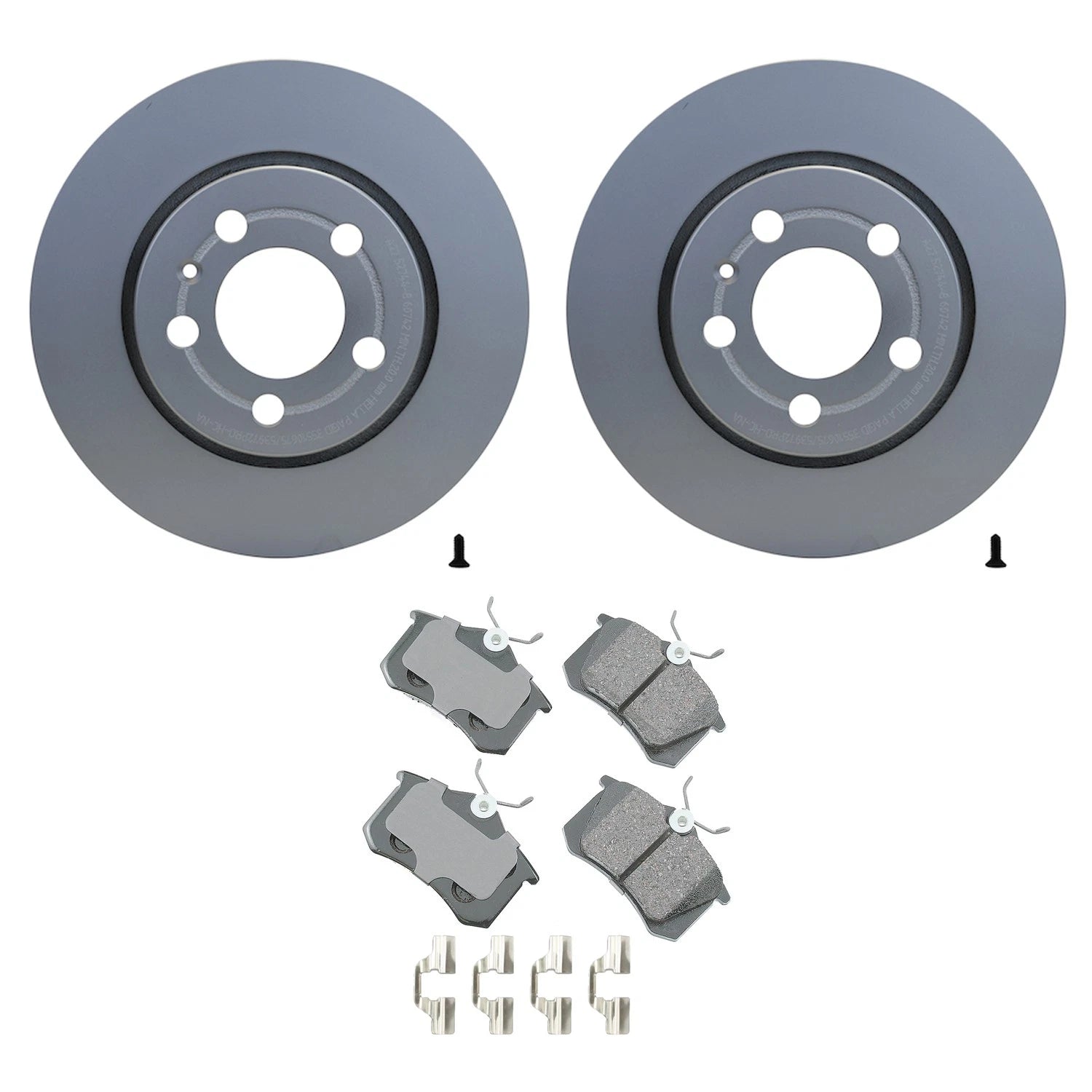 Set of 4 Hella Rear Rotors & Akebono EURO Ceramic Brake Pads for Golf Jetta TT Quattro