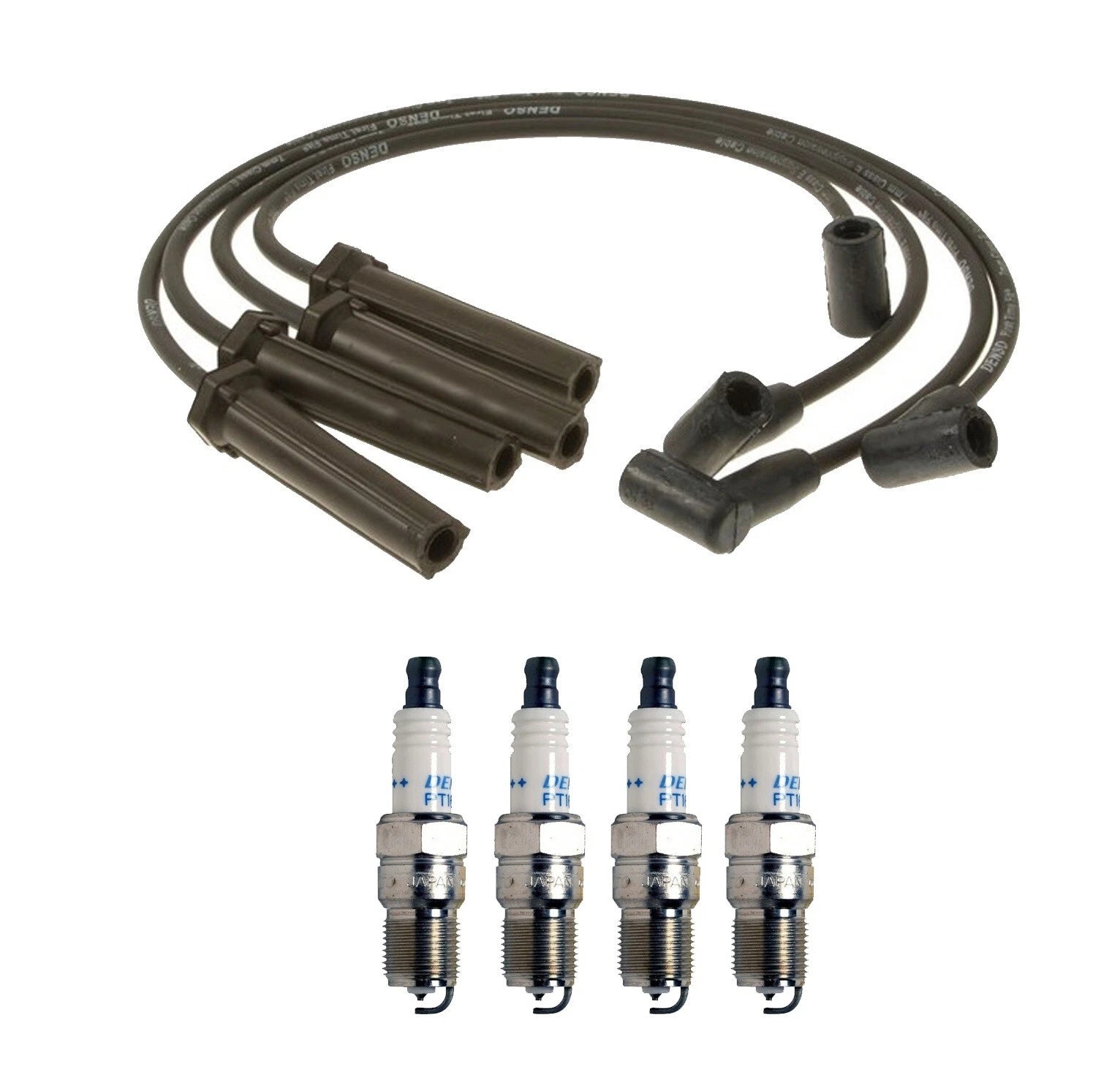 Denso 7mm Wire Set & 4 Double Platinum Spark Plugs for Chevy Pontiac